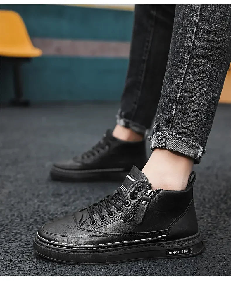 Men Boots Winter High Top Leather