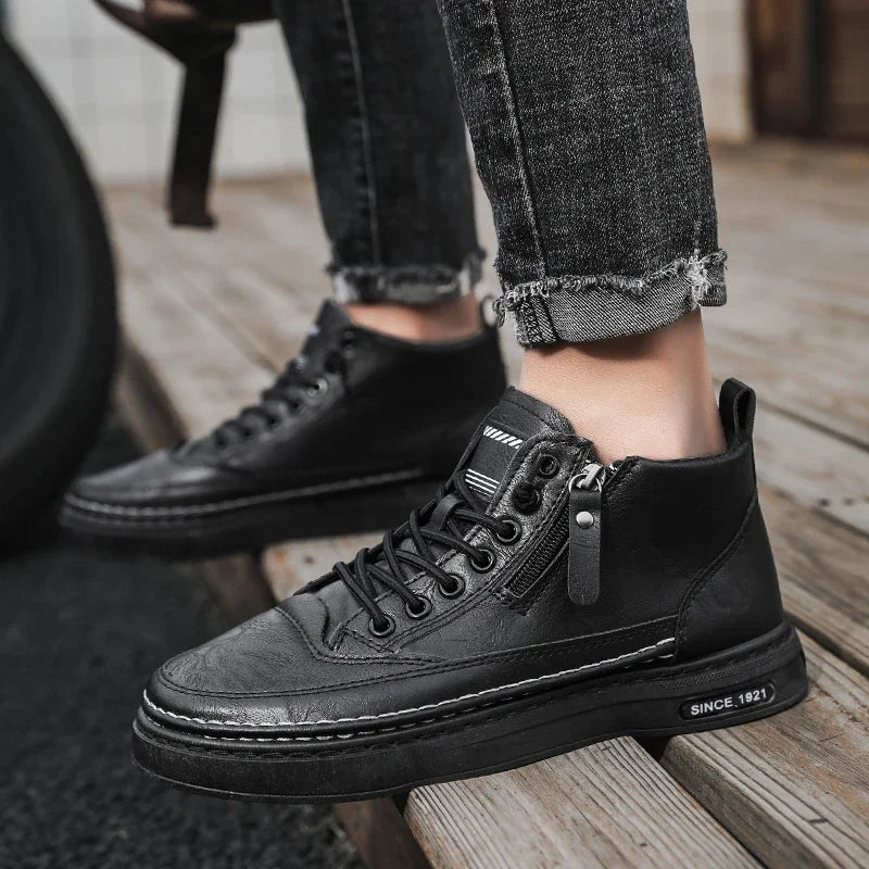 Men Boots Winter High Top Leather
