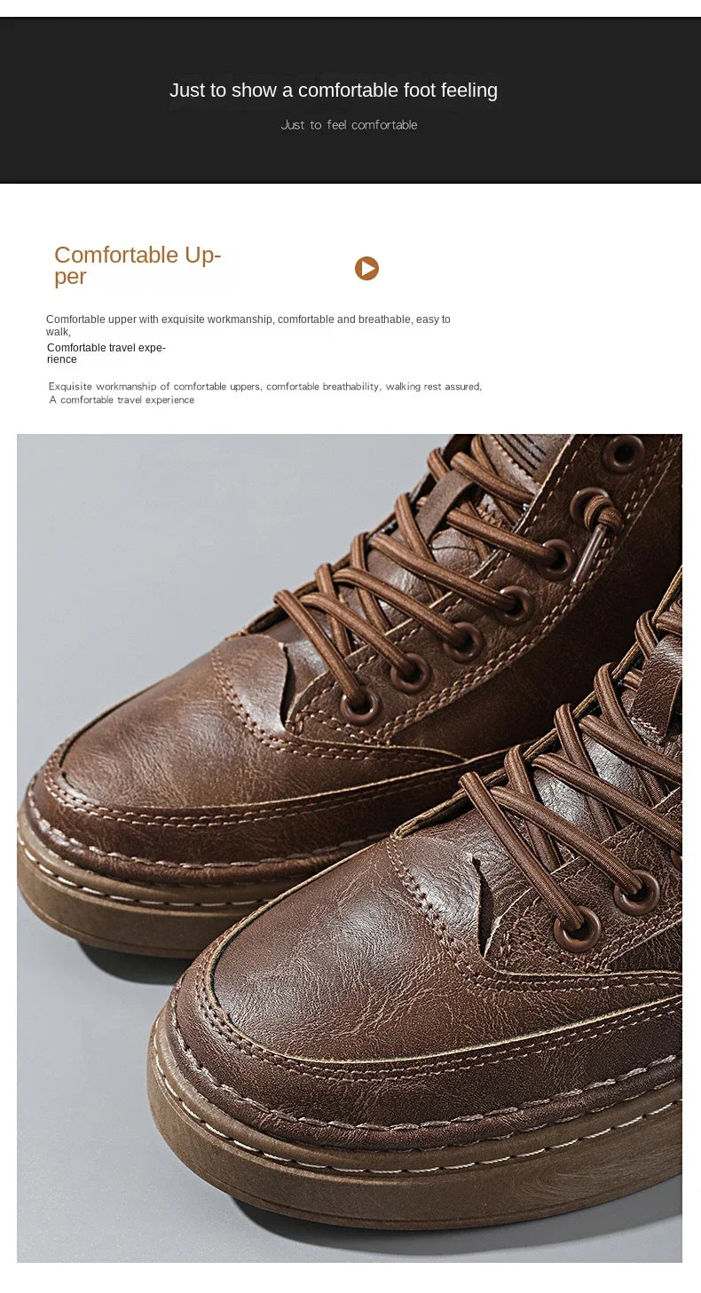 Men Boots Winter High Top Leather