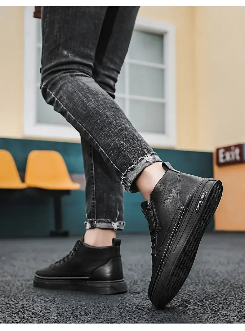 Men Boots Winter High Top Leather