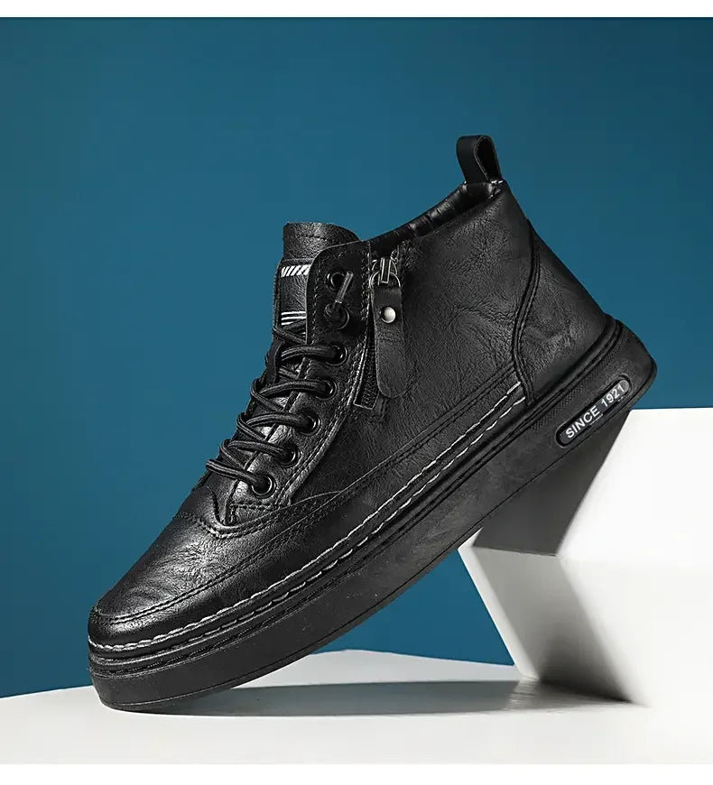 Men Boots Winter High Top Leather