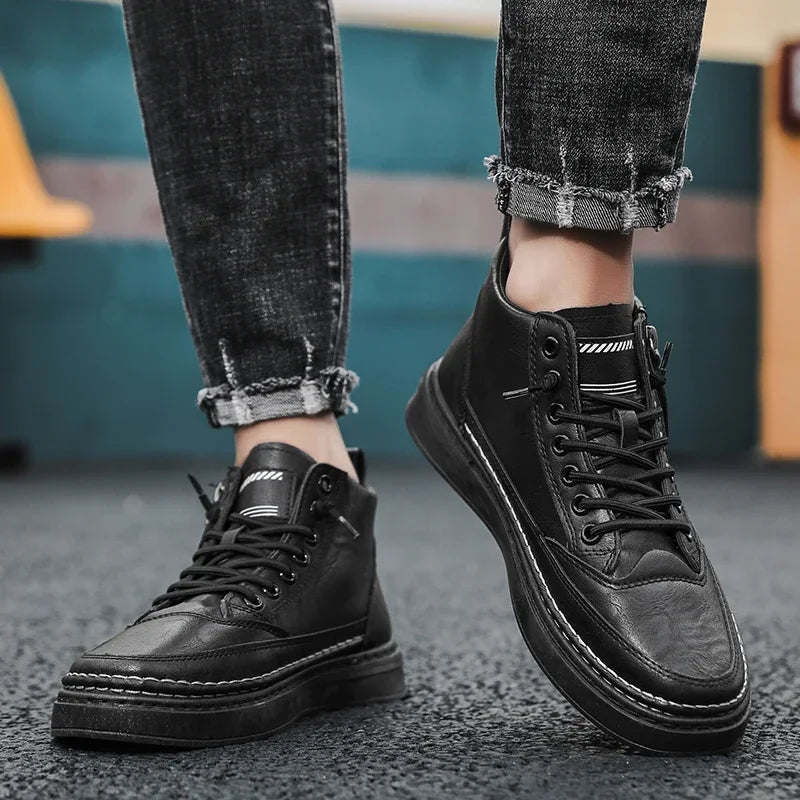 Men Boots Winter High Top Leather