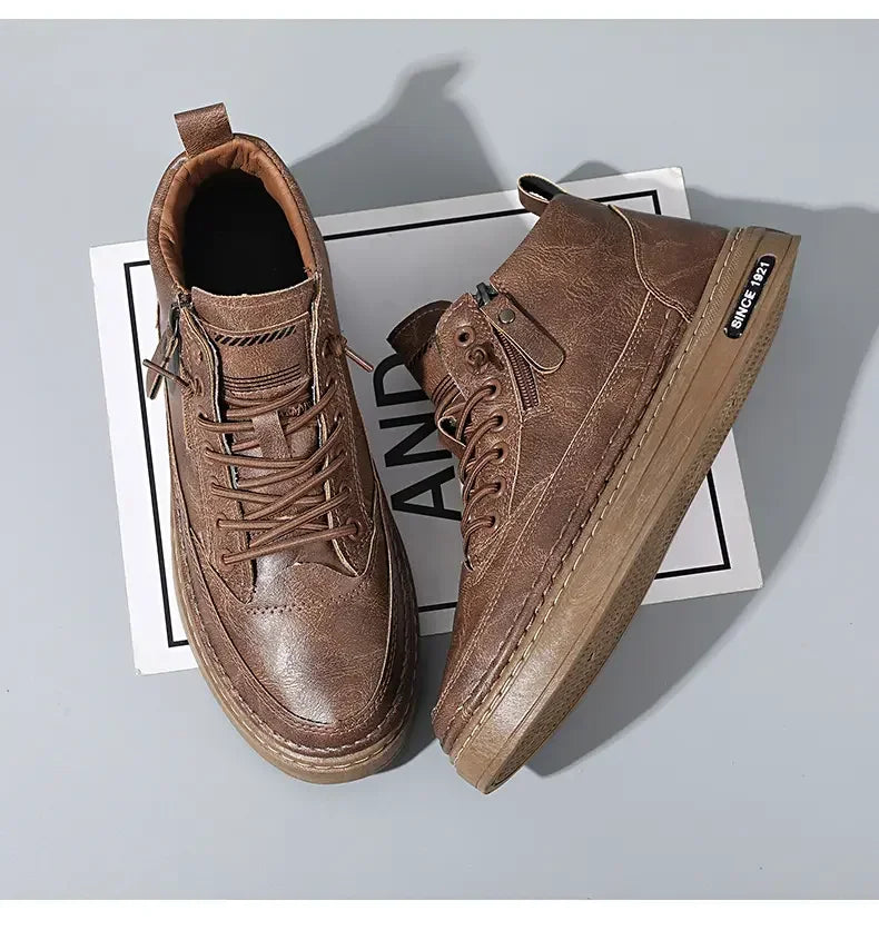 Men Boots Winter High Top Leather