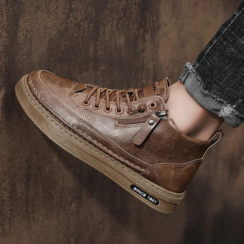 Men Boots Winter High Top Leather