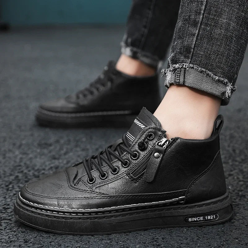 Men Boots Winter High Top Leather