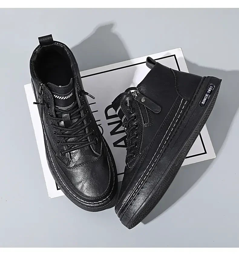 Men Boots Winter High Top Leather