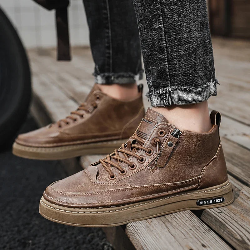 Men Boots Winter High Top Leather
