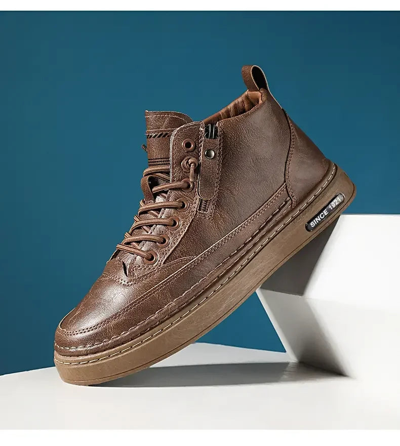 Men Boots Winter High Top Leather