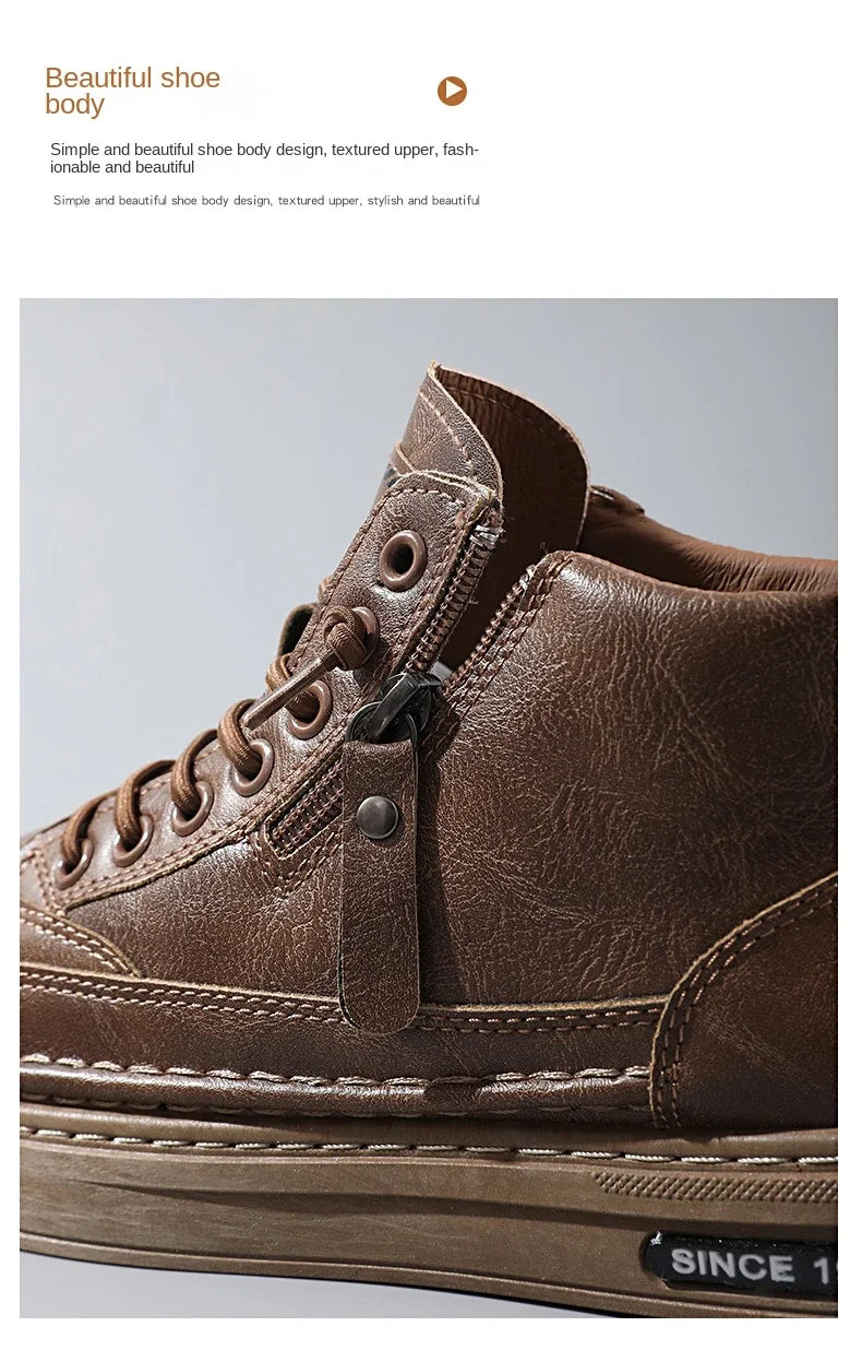 Men Boots Winter High Top Leather