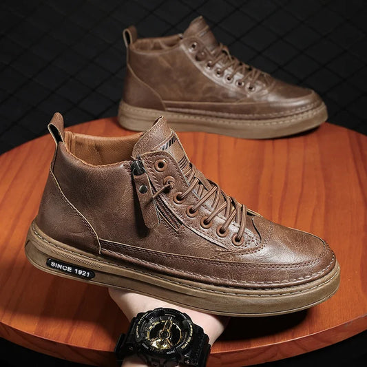Men Boots Winter High Top Leather