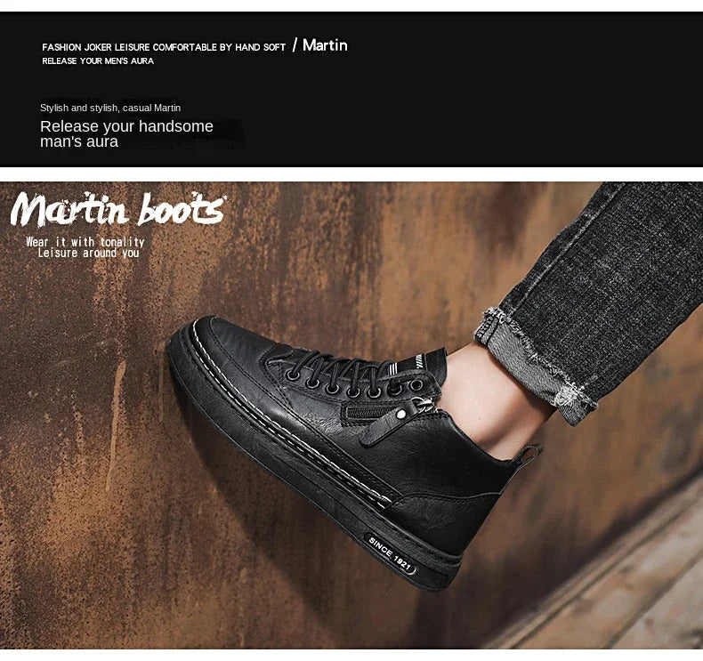 Men Boots Winter High Top Leather